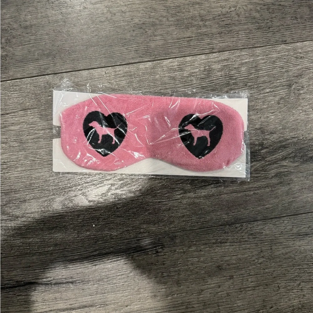 PINK Victoria's Secret Pink Eye Mask with Black Heart Pony Logos